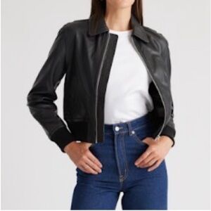 Quince Washed Leather Bomber Jacket